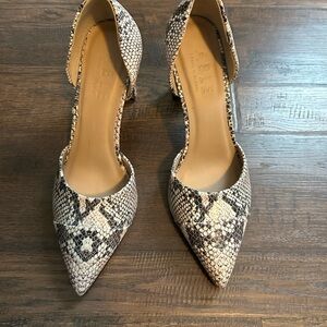 Able Snakeskin Pattern Heels - Black and Cream